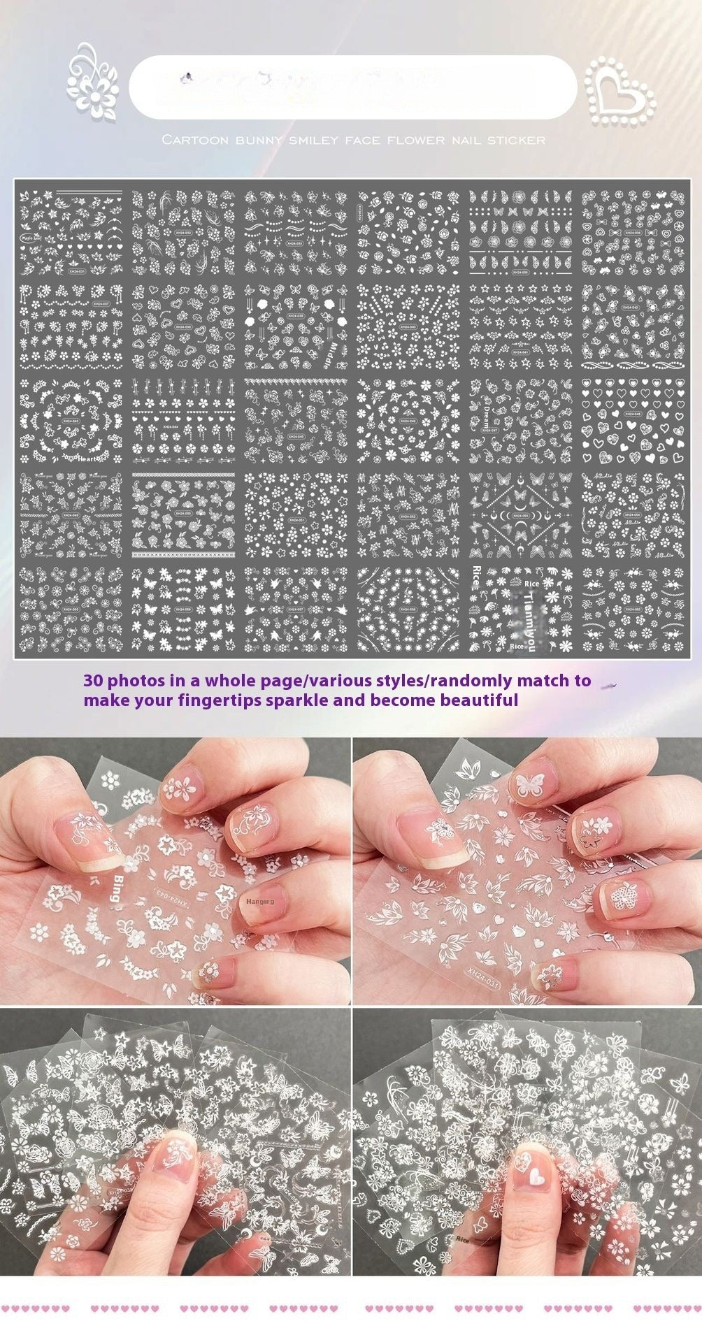 Floral Nail Art Stickers Set Gomaki