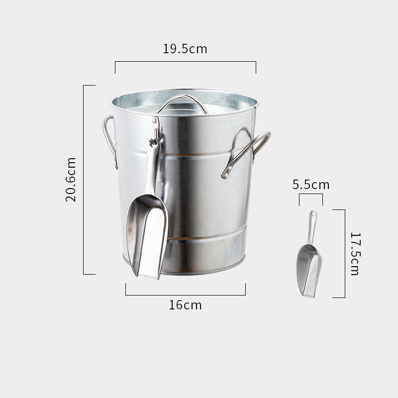 Vintage Metal Ice Bucket with Lid and Scoop Gomaki