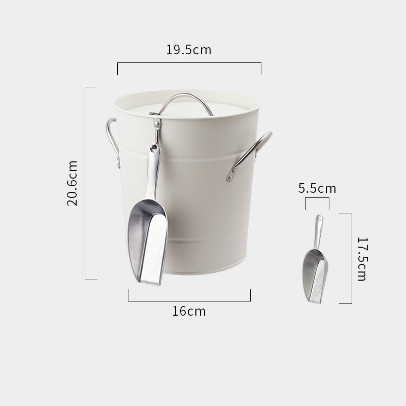 Vintage Metal Ice Bucket with Lid and Scoop Gomaki