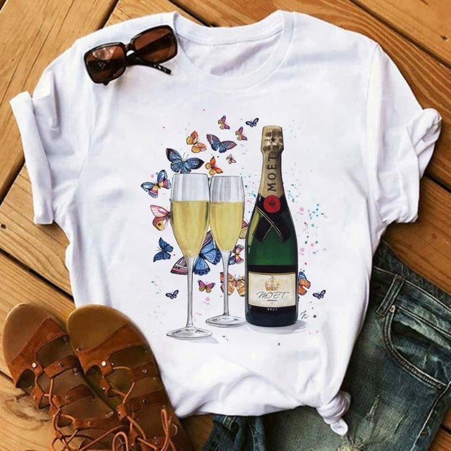 Heartbeat Wine Glass T Shirt Gomaki