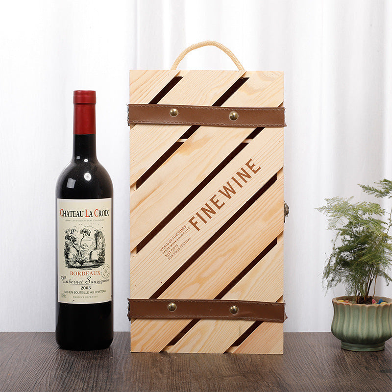 Scatola regalo rustica in legno per vino Gomaki
