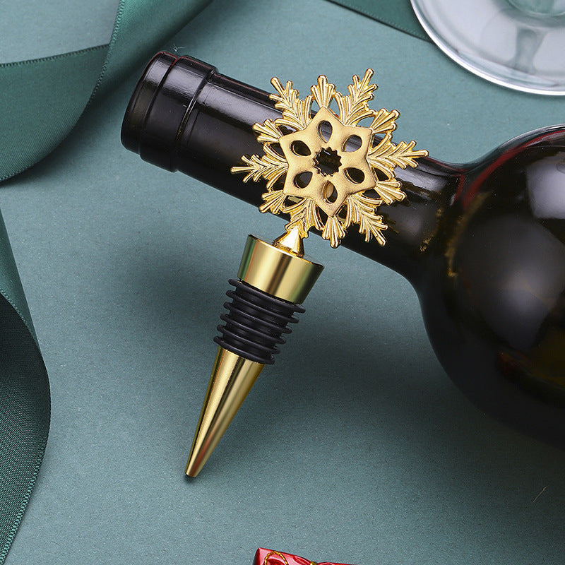 Bouchon de bouteille de vin Gomaki en forme de flocon de neige doré