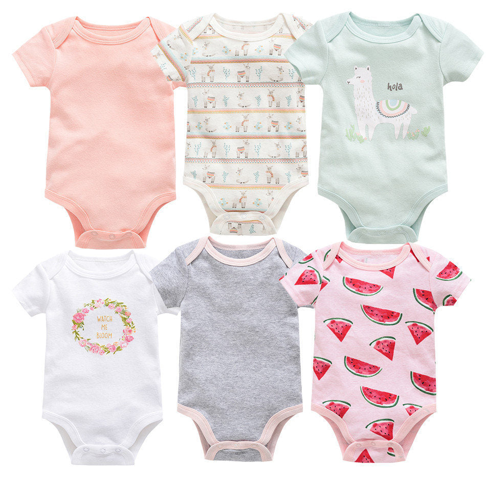 Baby Short Sleeve Cotton Bodysuits 6-Pack Infant Onesies Gomaki