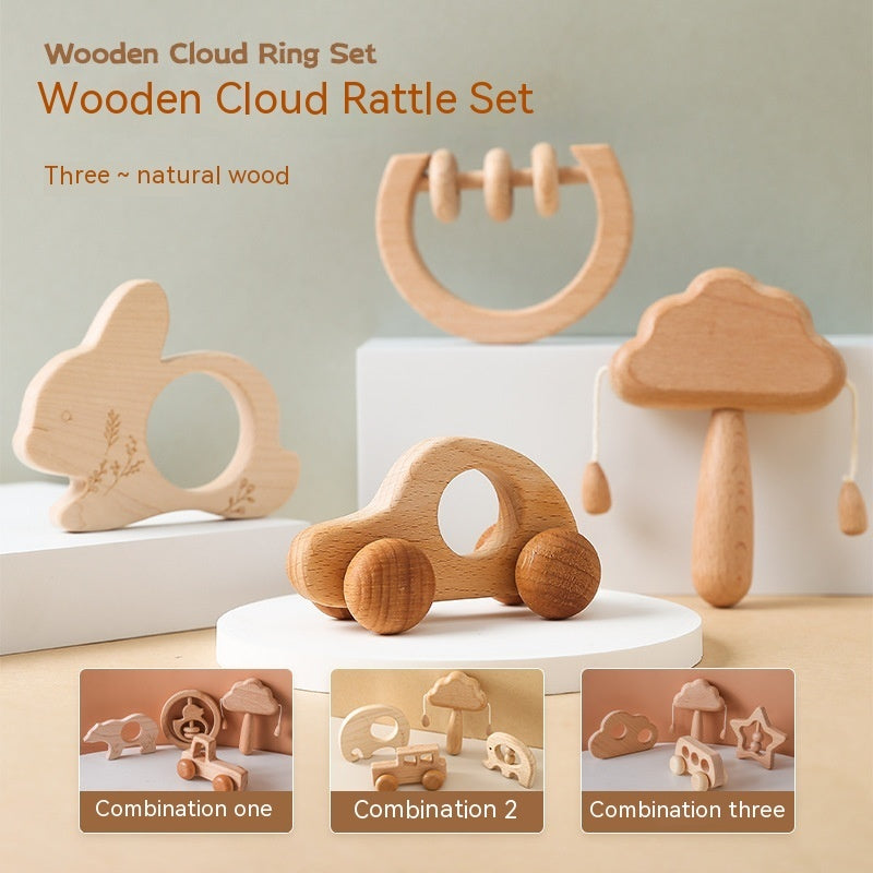 Gomaki Kids Montessori Wooden Rattle Set