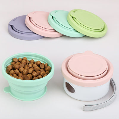 Collapsible Silicone Pet Bowl with Lid Gomaki