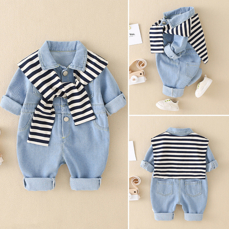 Baby Corduroy Jumpsuit with Teddy Bear Pocket Gomaki