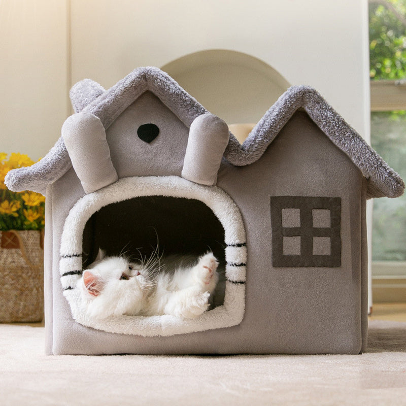Cozy Plush Pet House Bed Gomaki