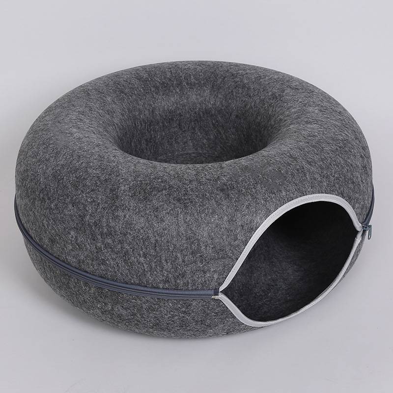 Donut Cat Tunnel Bed Pets House Natural Felt Gomaki