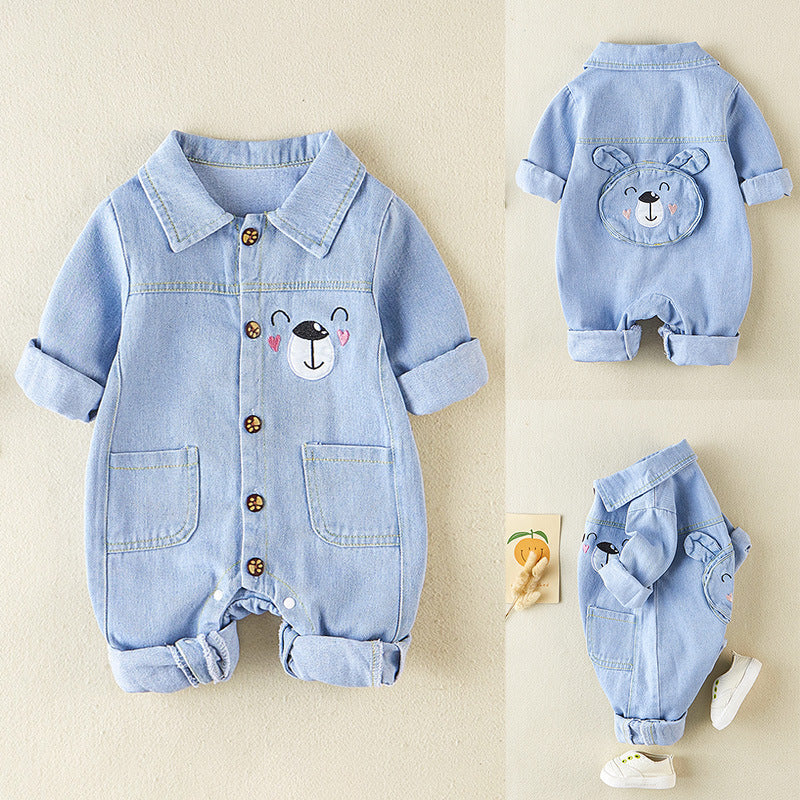 Baby Corduroy Jumpsuit with Teddy Bear Pocket Gomaki