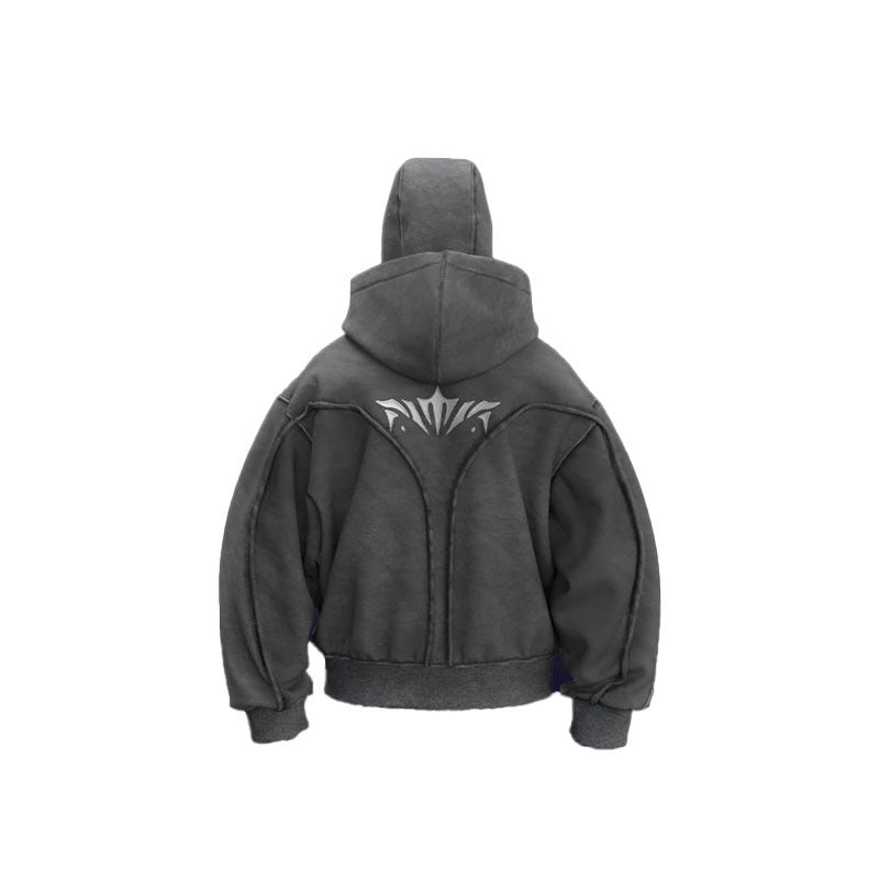 Unisex Gothic Zip Up Hoodie with Face Mask Gomaki