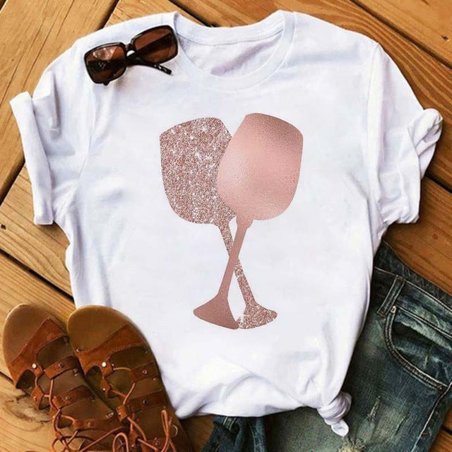 Heartbeat Wine Glass T Shirt Gomaki
