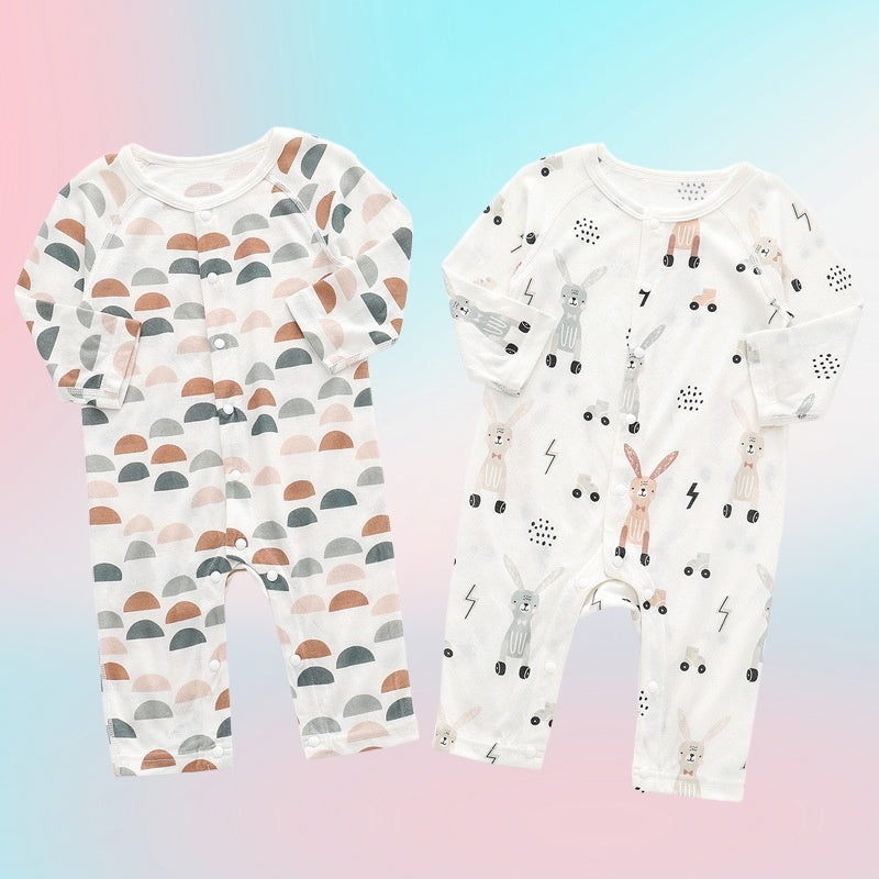 Light And Soft Bamboo Fiber Baby Jumpsuit Floral Animal Cute Print Gomaki