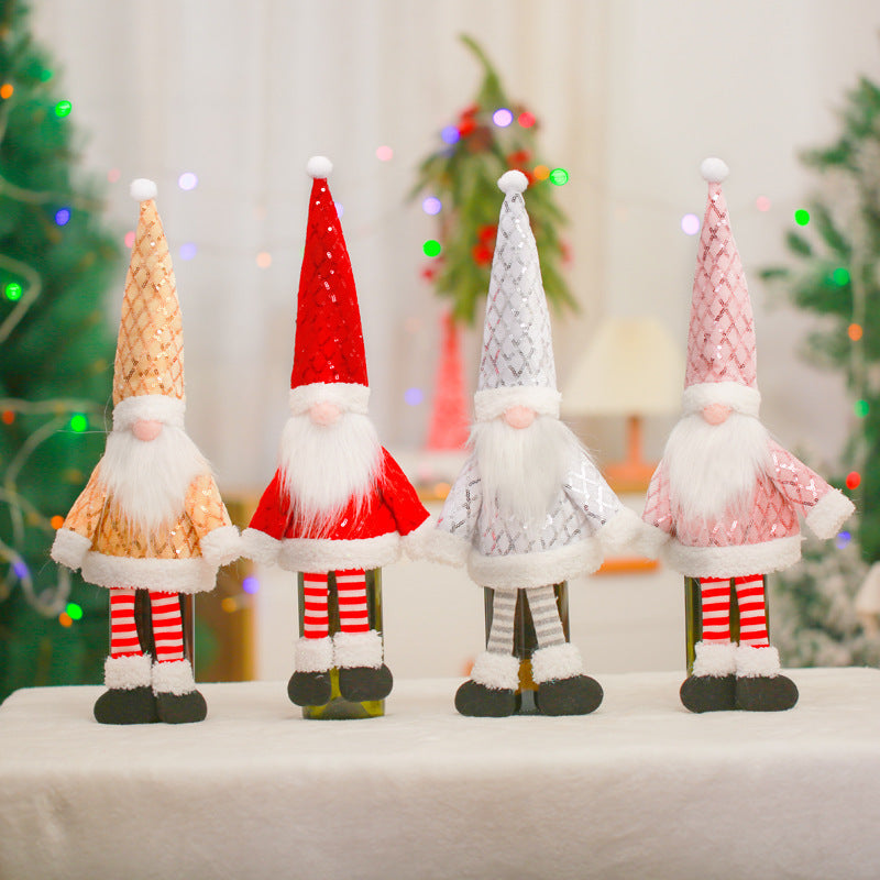 Housse de bouteille de vin en forme de gnome de Noël Gomaki