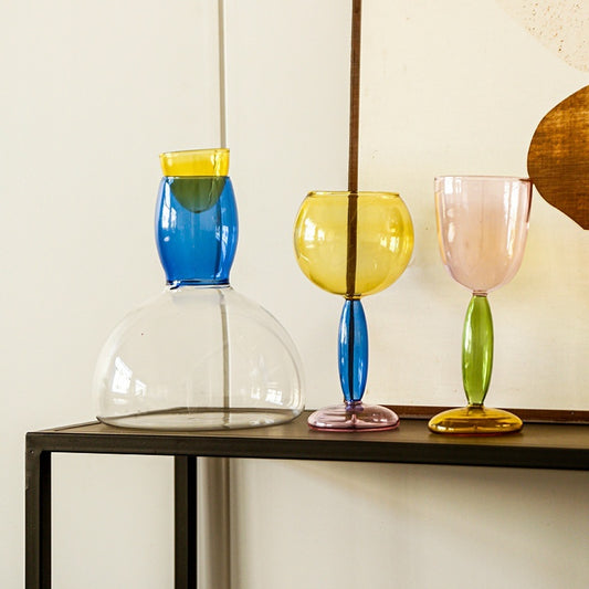 Colorful Hand Blown Glass Goblet Gomaki