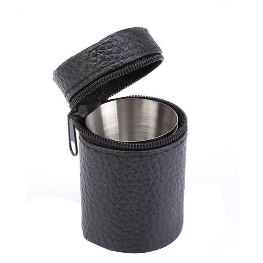 Stainless Steel Shot Glass Set with Leather Travel Case Gomaki