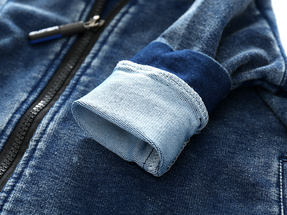 Tuta con cappuccio in stile denim per neonati Gomaki