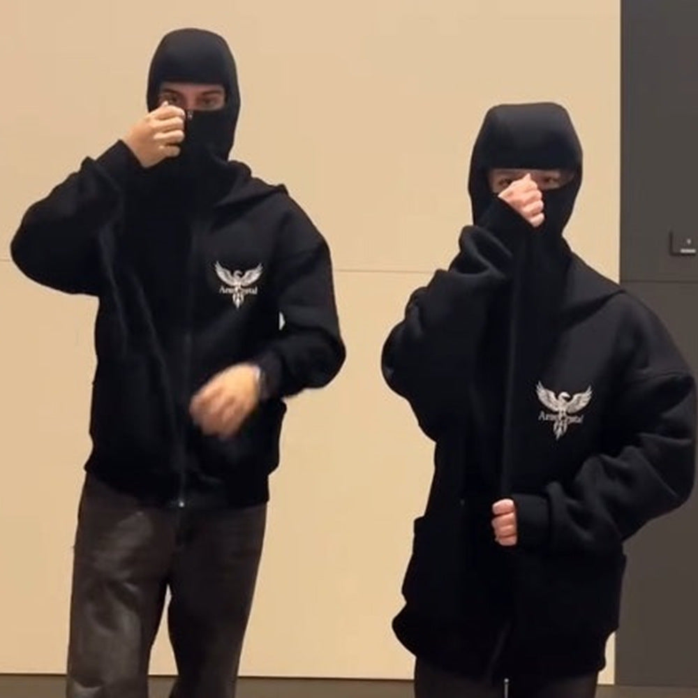 Unisex Zip Up Hoodie with Integrated Face Mask Gomaki