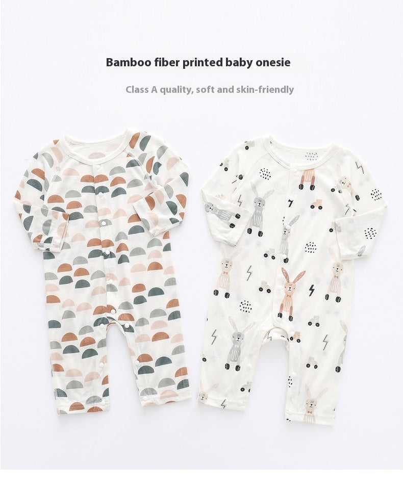 Light And Soft Bamboo Fiber Baby Jumpsuit Floral Animal Cute Print Gomaki