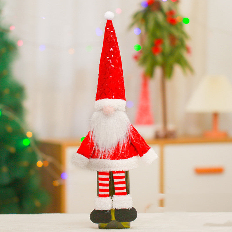 Housse de bouteille de vin en forme de gnome de Noël Gomaki
