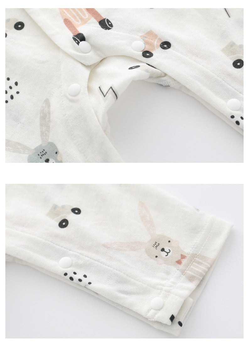Light And Soft Bamboo Fiber Baby Jumpsuit Floral Animal Cute Print Gomaki