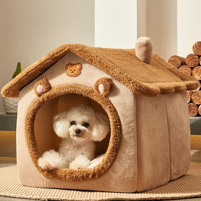 Plush Bear House Pet Bed Gomaki Shop