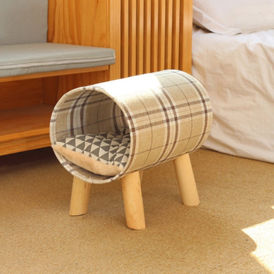 Nordic Wooden Tunnel Cat Bed Gomaki