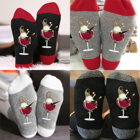 Christmas Wine Gnome Socks Gomaki