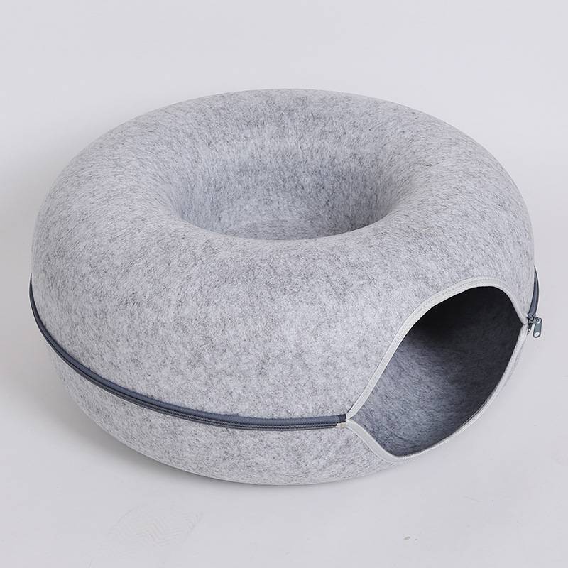Donut Cat Tunnel Bed Pets House Natural Felt Gomaki